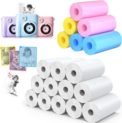 18 Rolls Kids Camera Paper Roll Refill Compatible with Most Instant Print Cameras for Kids BPA Free （2.24"x0.98" ）